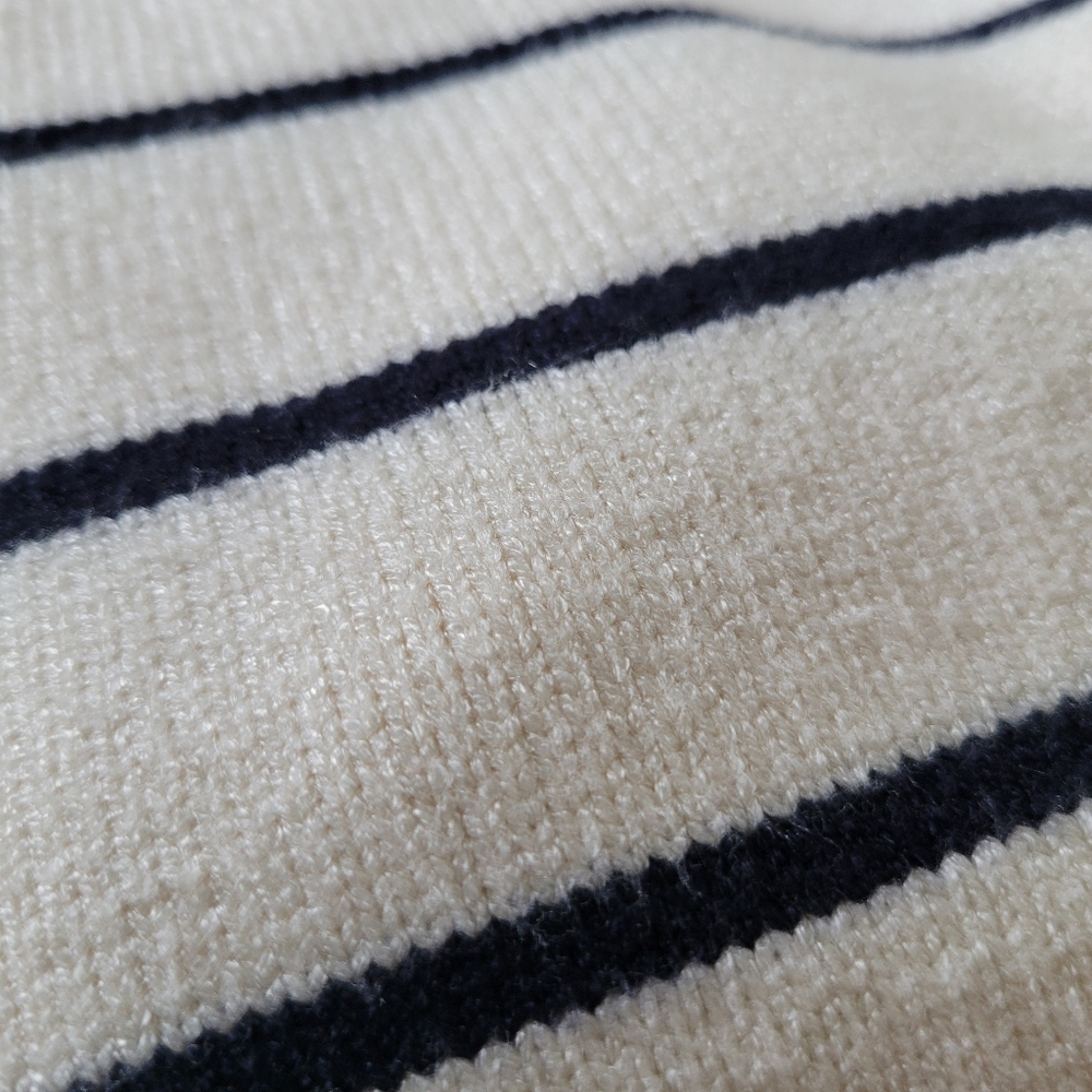 Women's ZARA Cream and Black Striped Sweater